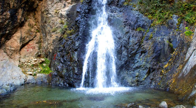 One of the Setti Fatma waterfalls falling into a rock pool